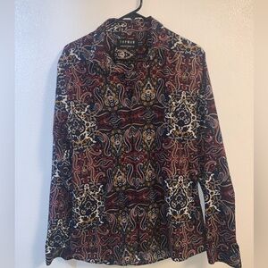 Top man Long Sleeve Button Up Shirt Stretch Skinny Fit Size Large